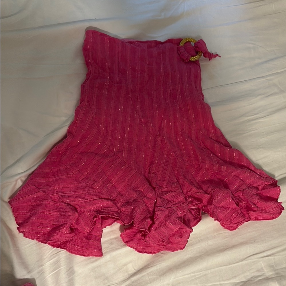 Pink Skirt with Gold Accents